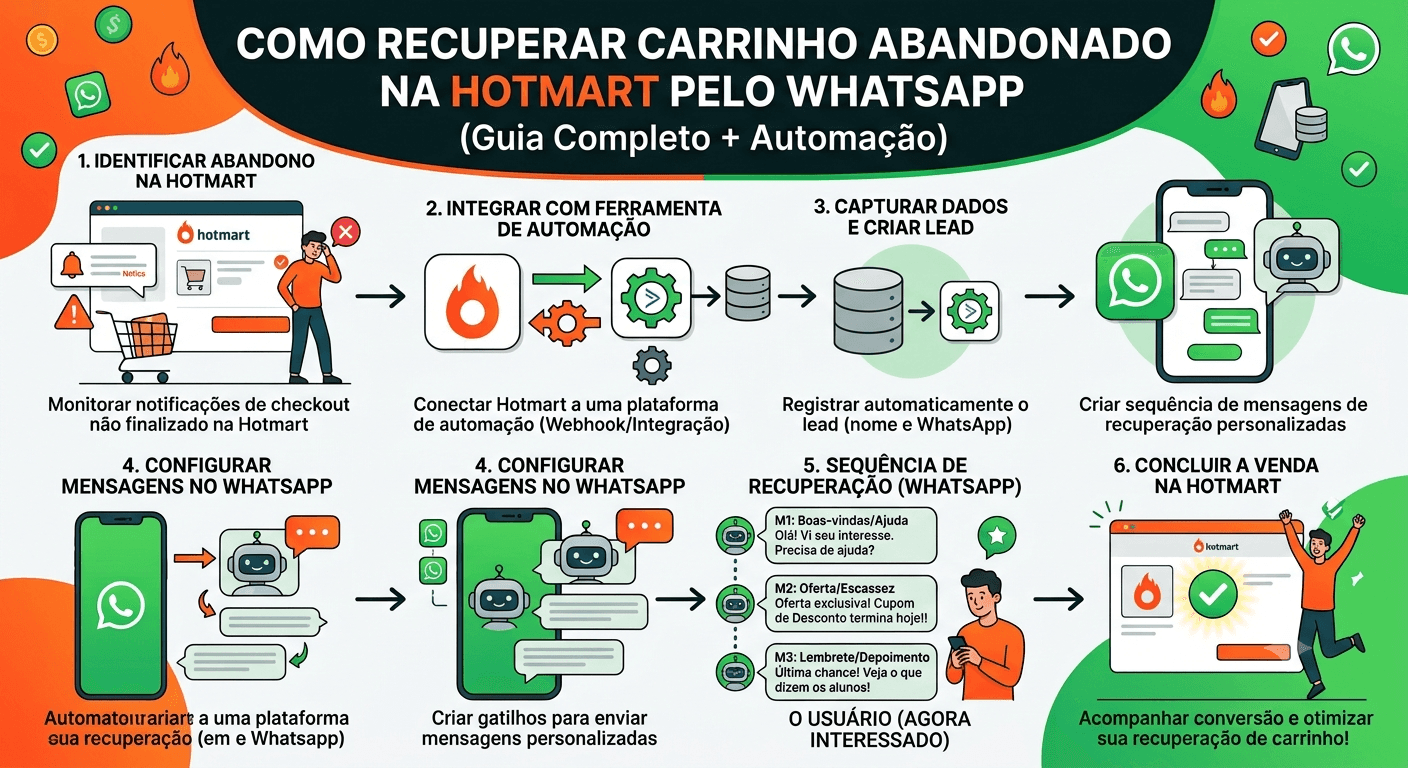 Como Recuperar Carrinho Abandonado na Hotmart pelo WhatsApp (Guia Completo + Automação)